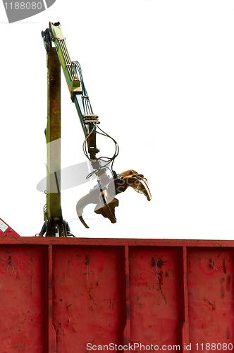 Image of Industrial crane loading into train