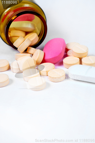 Image of Medicine on white isoloated background with bottle