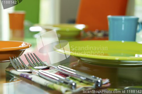 Image of Closeup of Table Place Setting for Dinner Party