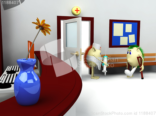 Image of 3d of hospital waiting room and registry