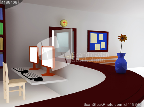Image of 3d of hospital waiting room and registry