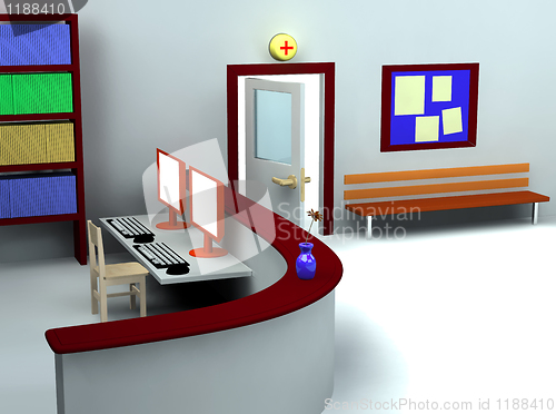 Image of 3d of hospital waiting room and registry