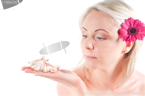 Image of Beautiful woman with shell