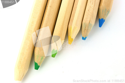 Image of Plain wood pensils on white background