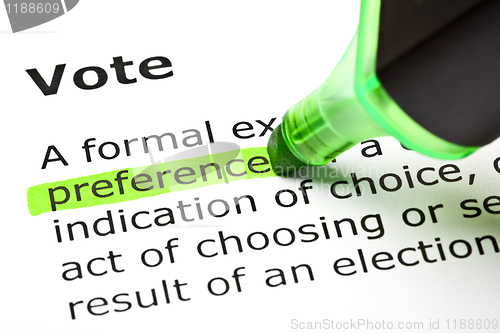 Image of 'Preference' highlighted, under 'Vote'