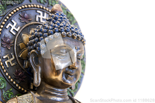 Image of Nepal Buddha with Swastika Lotus Symbols Side