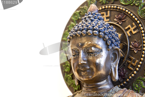 Image of Nepal Buddha with Swastika Lotus Symbols