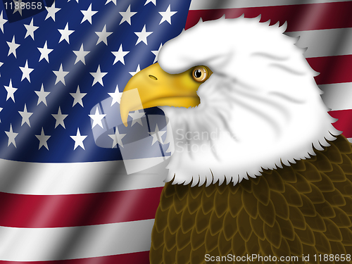 Image of American Flag and Bald Eagle