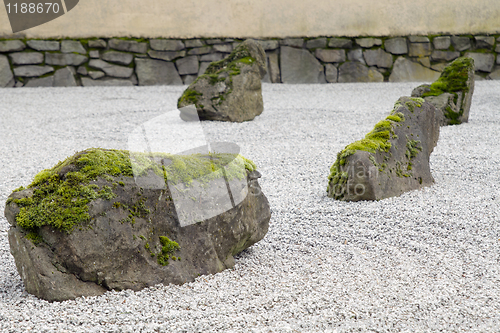 Image of Japanese Stone and Sand Garden Closeup