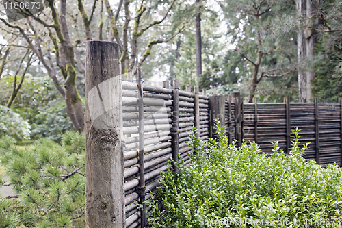 Image of Wood and Bamboo Fencing at Japanese Garden