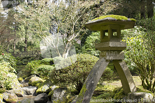 Image of Japanese Stone Lantern by the Creek