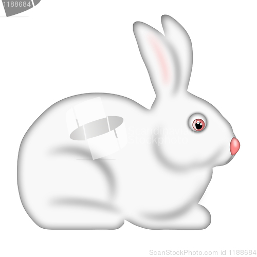 Image of White Easter Bunny Side View Isolated White Background