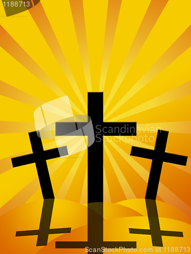 Image of Good Friday Easter Day Crosses Sun Rays Background