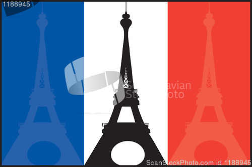 Image of French Flag and Eiffel