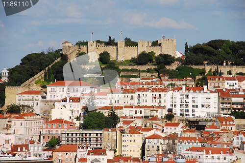 Image of Lisbon cityscape with Sao Jorge Castle