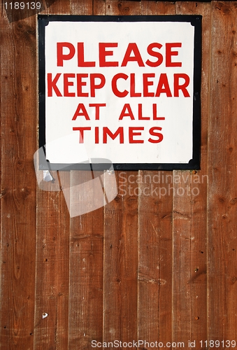 Image of Keep clear vintage sign