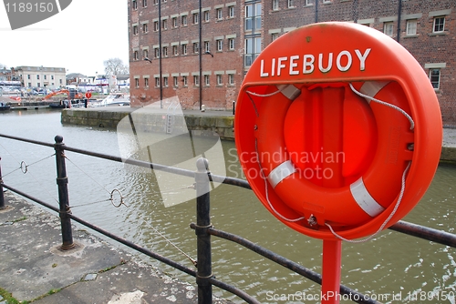 Image of Buoy foam lifesaving ring in marine