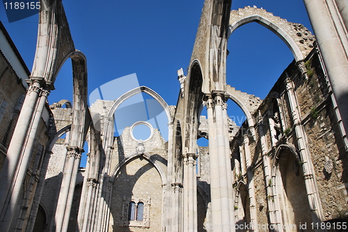 Image of Carmo Church ruins in Lisbon, Portugal