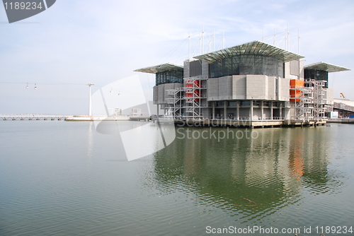 Image of Modern Oceanarium building in Lisbon, Portugal