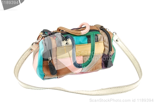 Image of Colorful teenager leather bag on white