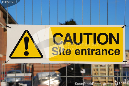 Image of Caution site entrance sign