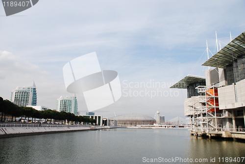 Image of Modern Oceanarium building in Lisbon, Portugal