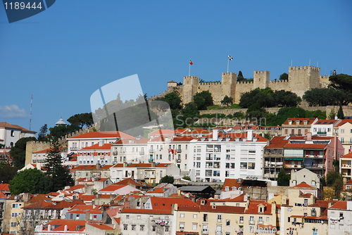 Image of Lisbon cityscape with Sao Jorge Castle