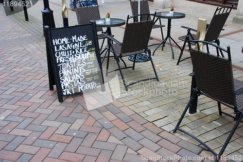 Image of Restaurant tables and menu