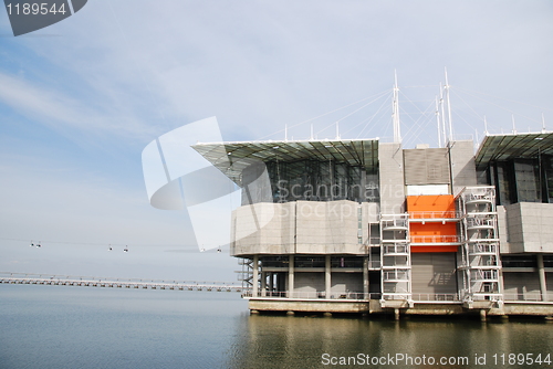 Image of Modern Oceanarium building in Lisbon, Portugal