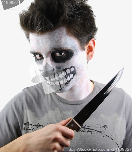 Image of Murderer skeleton guy with a bloody knife