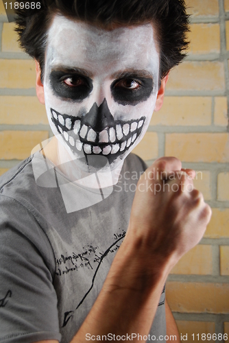 Image of Portrait of a creepy skeleton guy (Carnival face painting)