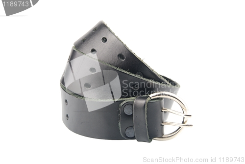 Image of Black man leather belt on white