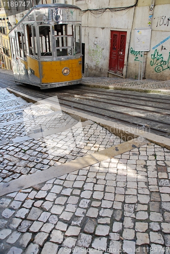 Image of Bica elevator tram in Lisbon, Portugal