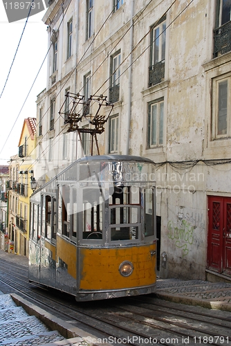 Image of Bica elevator tram in Lisbon, Portugal