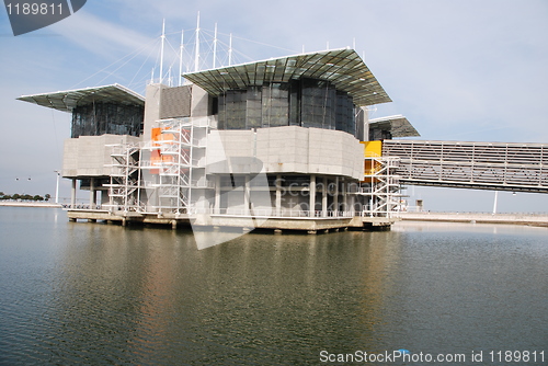 Image of Modern Oceanarium building in Lisbon, Portugal