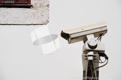 Image of Security camera by the window