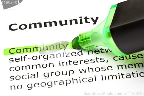 Image of 'Community' highlighted in green