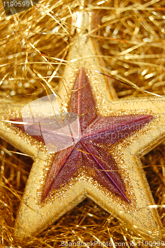 Image of Christmas golden star decoration detail