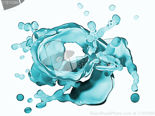 Image of Purity: Splash of water with droplets isolated 