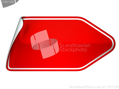 Image of Red unstick bent sticker or label 