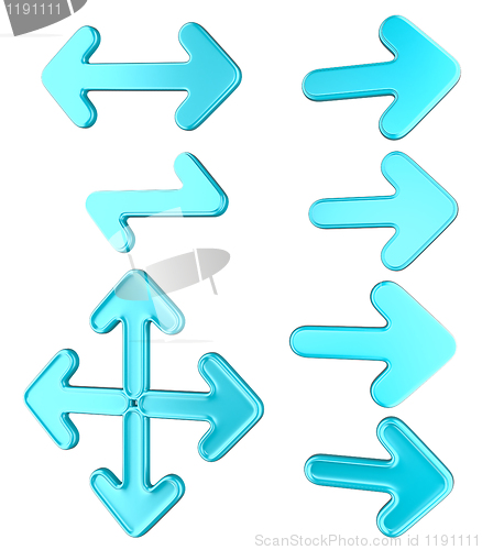 Image of Blue arrows collection or set isolated 