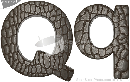 Image of Alligator skin font Q lowercase and capital letters