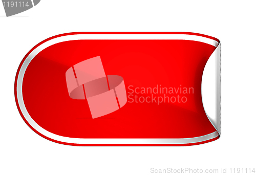 Image of  Red rounded bent sticker or label 