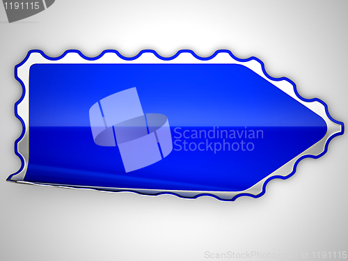 Image of Blue jagged bent sticker or label 