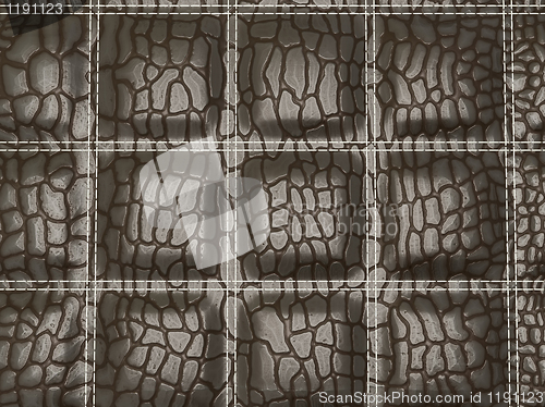 Image of Black Alligator stitched skin with rectangles