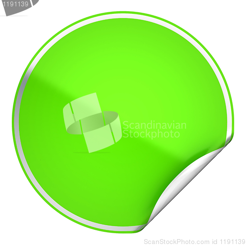 Image of Green round bent sticker or label 