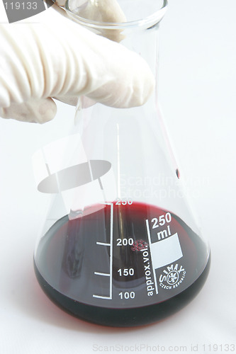 Image of Red fluid in beaker