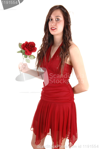Image of Girl in red dress.