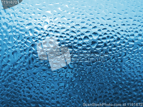 Image of natural water drops on glass