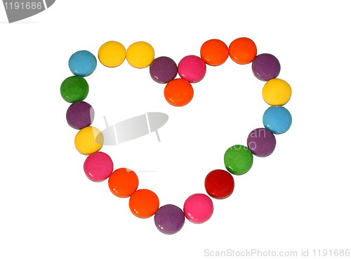 Image of heart shape made of sweets